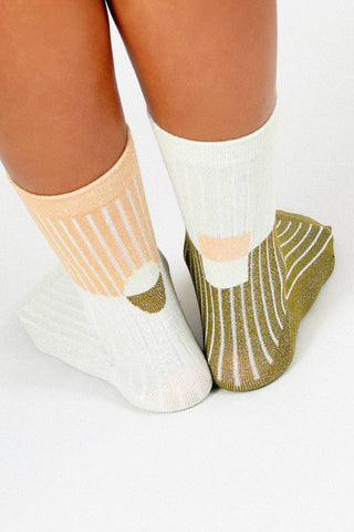 Casey Shimmer Ankle Sock: Seafoam
