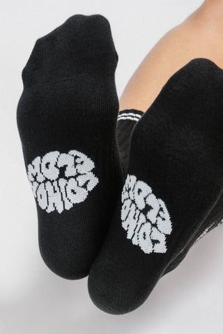 Rock On Knit Ankle Sock by Loindaflow: Washed Black / OSFA
