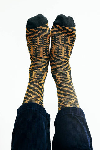 Mixer Knit Dress Crew Sock: Black