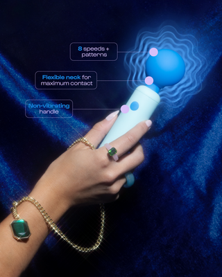 Unbound Dex Compact Wand Vibrator: Cerulean / Aqua