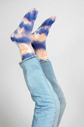 Trippy Tie Dye Ankle Sock: Yellow