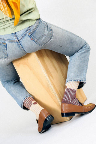 Casey Shimmer Ankle Sock: Camel
