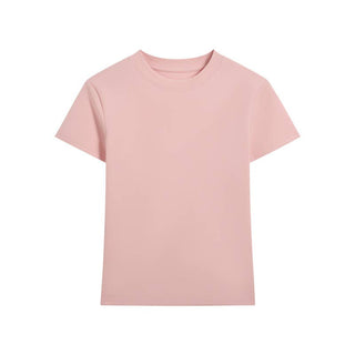 Essential basic plain fitted cotton blend crewneck tee: White / M