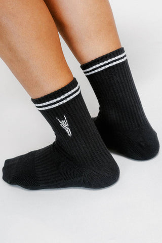 Rock On Knit Ankle Sock by Loindaflow: Washed Black / OSFA