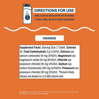 Hydration Tablets: Natural ORANGE Electrolyte Tablets