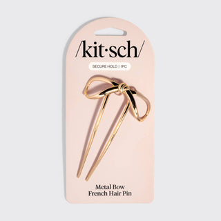 Mini Metal Bow French Hair Pin - Gold