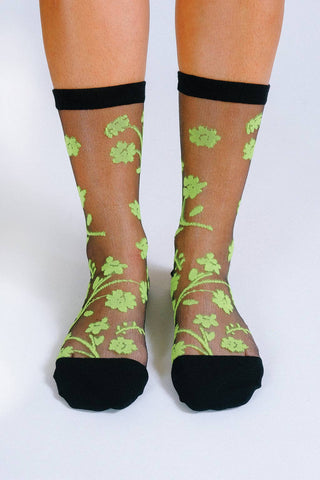 Petal Sheer Ankle Sock: Neon Moon