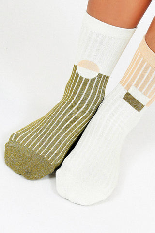 Casey Shimmer Ankle Sock: Camel