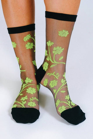 Petal Sheer Ankle Sock: Neon Moon
