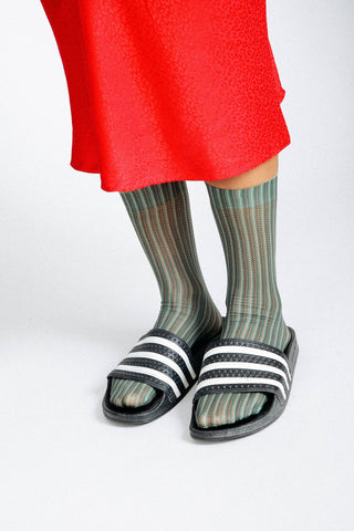Ollie Patterned Nylon Ankle Sock: Orange