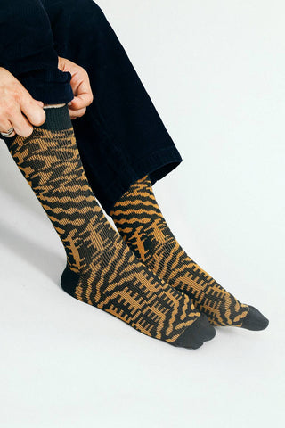 Mixer Knit Dress Crew Sock: Black
