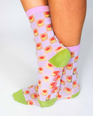Checkered Tulips Sheer Ankle Sock by Hannah Packer: Lavender / OSFA