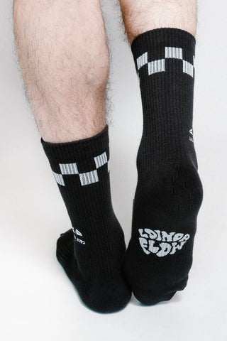 Life Rips Knit Crew Sock by Loindaflow: Washed Black / OSFA
