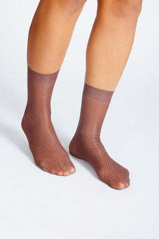 Ollie Patterned Nylon Ankle Sock: Orange