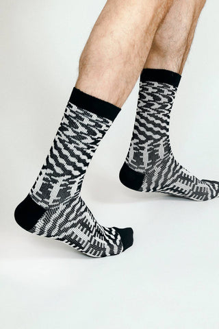 Mixer Knit Dress Crew Sock: Black