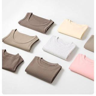Essential basic plain fitted cotton blend crewneck tee: White / M