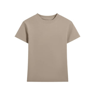 Essential basic plain fitted cotton blend crewneck tee: White / L