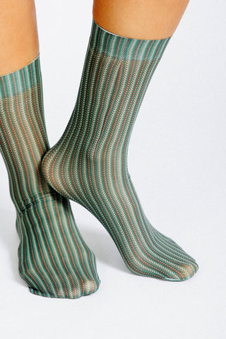 Ollie Patterned Nylon Ankle Sock: Orange