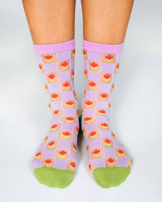 Checkered Tulips Sheer Ankle Sock by Hannah Packer: Lavender / OSFA