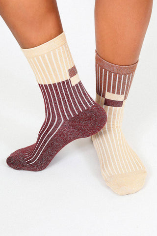 Casey Shimmer Ankle Sock: Camel