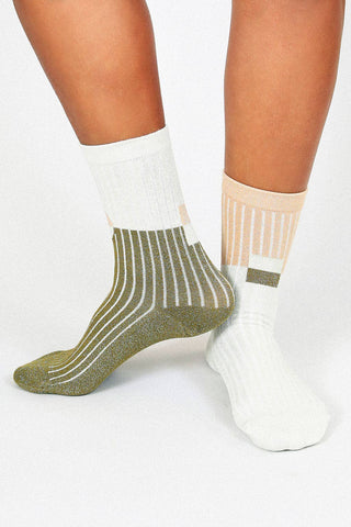 Casey Shimmer Ankle Sock: Camel