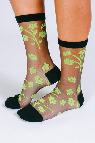 Petal Sheer Ankle Sock: Neon Moon
