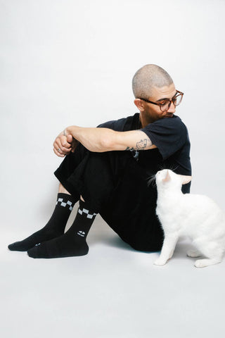 Life Rips Knit Crew Sock by Loindaflow: Washed Black / OSFA