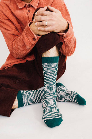 Mixer Knit Dress Crew Sock: Black