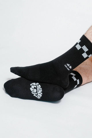 Life Rips Knit Crew Sock by Loindaflow: Washed Black / OSFA