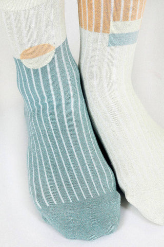 Casey Shimmer Ankle Sock: Seafoam