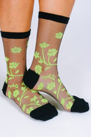 Petal Sheer Ankle Sock: Neon Moon