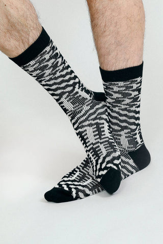 Mixer Knit Dress Crew Sock: Black
