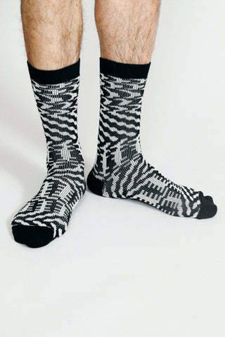 Mixer Knit Dress Crew Sock: Black