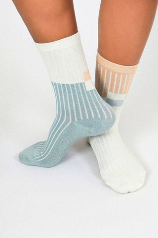 Casey Shimmer Ankle Sock: Camel