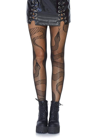 Snake Net Tights: Black / One Size