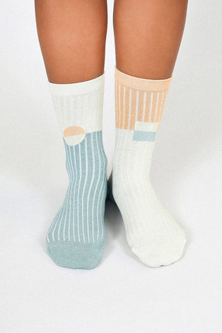 Casey Shimmer Ankle Sock: Camel