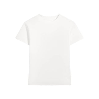 Essential basic plain fitted cotton blend crewneck tee: White / L