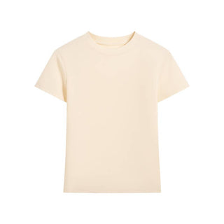 Essential basic plain fitted cotton blend crewneck tee: White / M