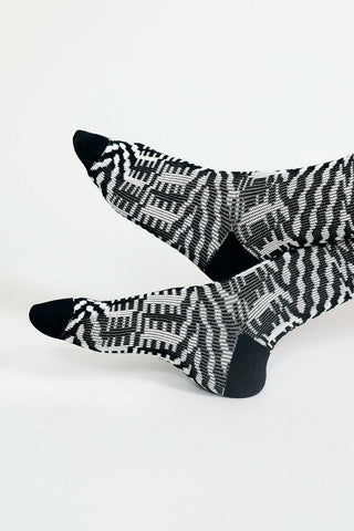 Mixer Knit Dress Crew Sock: Black