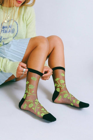 Petal Sheer Ankle Sock: Neon Moon