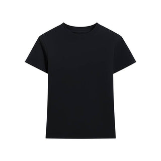 Essential basic plain fitted cotton blend crewneck tee: White / M