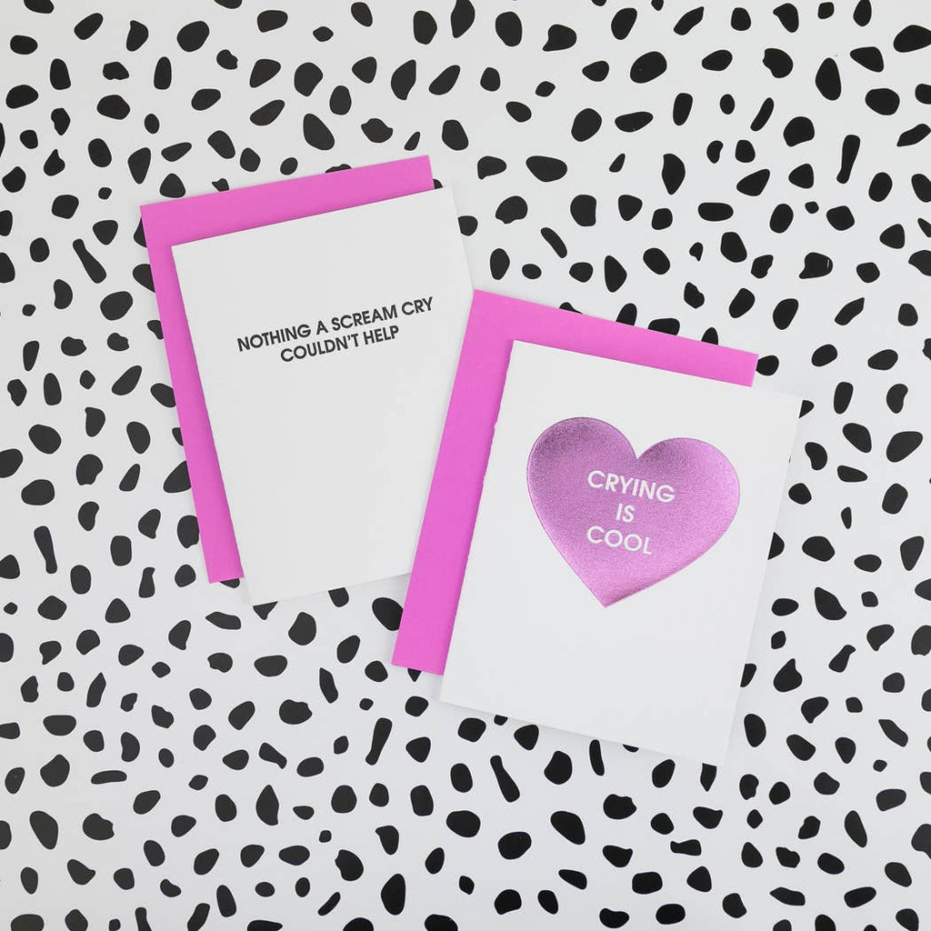 Crying Is Cool - Heart - Funny Sympathy Letterpress Card - cantiqLA