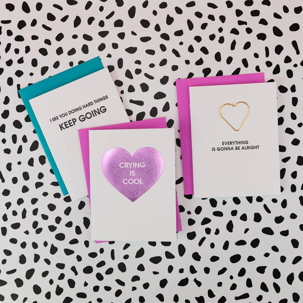 Crying Is Cool - Heart - Funny Sympathy Letterpress Card - cantiqLA
