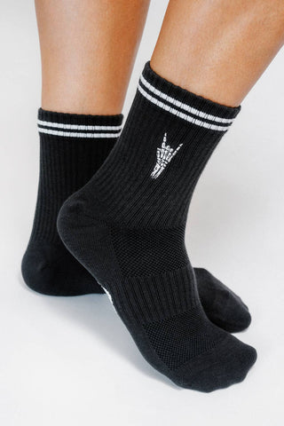 Rock On Knit Ankle Sock by Loindaflow: Washed Black / OSFA