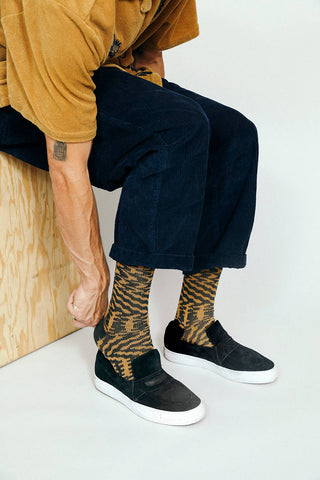 Mixer Knit Dress Crew Sock: Black