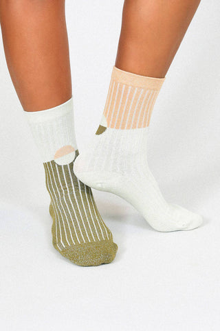 Casey Shimmer Ankle Sock: Camel