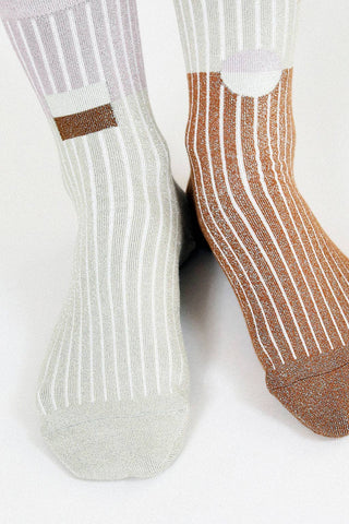 Casey Shimmer Ankle Sock: Camel