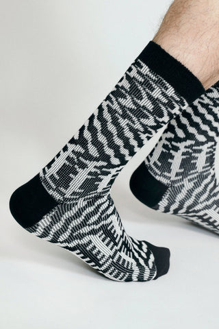 Mixer Knit Dress Crew Sock: Black
