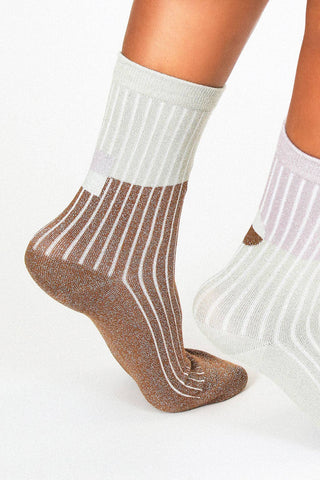 Casey Shimmer Ankle Sock: Seafoam