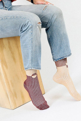 Casey Shimmer Ankle Sock: Seafoam